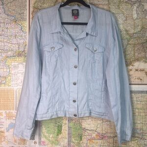 Light Blue Vince Camuto 100% Linen Women's Jacket
